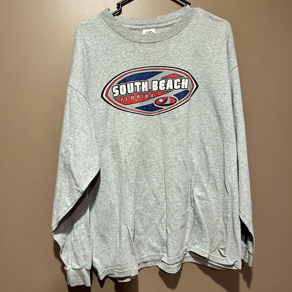 Vintage 90s South Beach Florida Gray Long sleeve tshirt